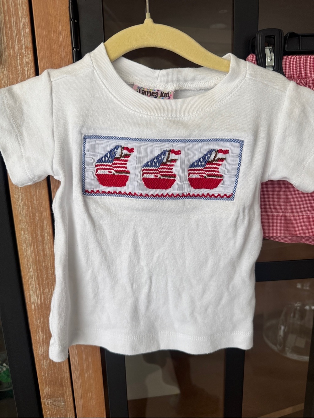 Sailboats smock set tee shorts baby boy july 4th summer gingham short sleeve usa